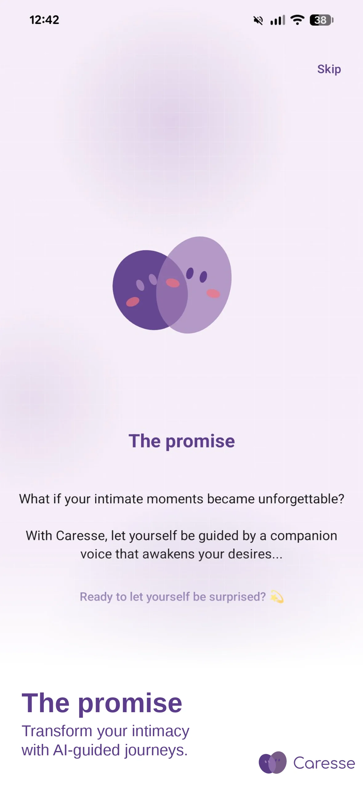 Caresse, home screen