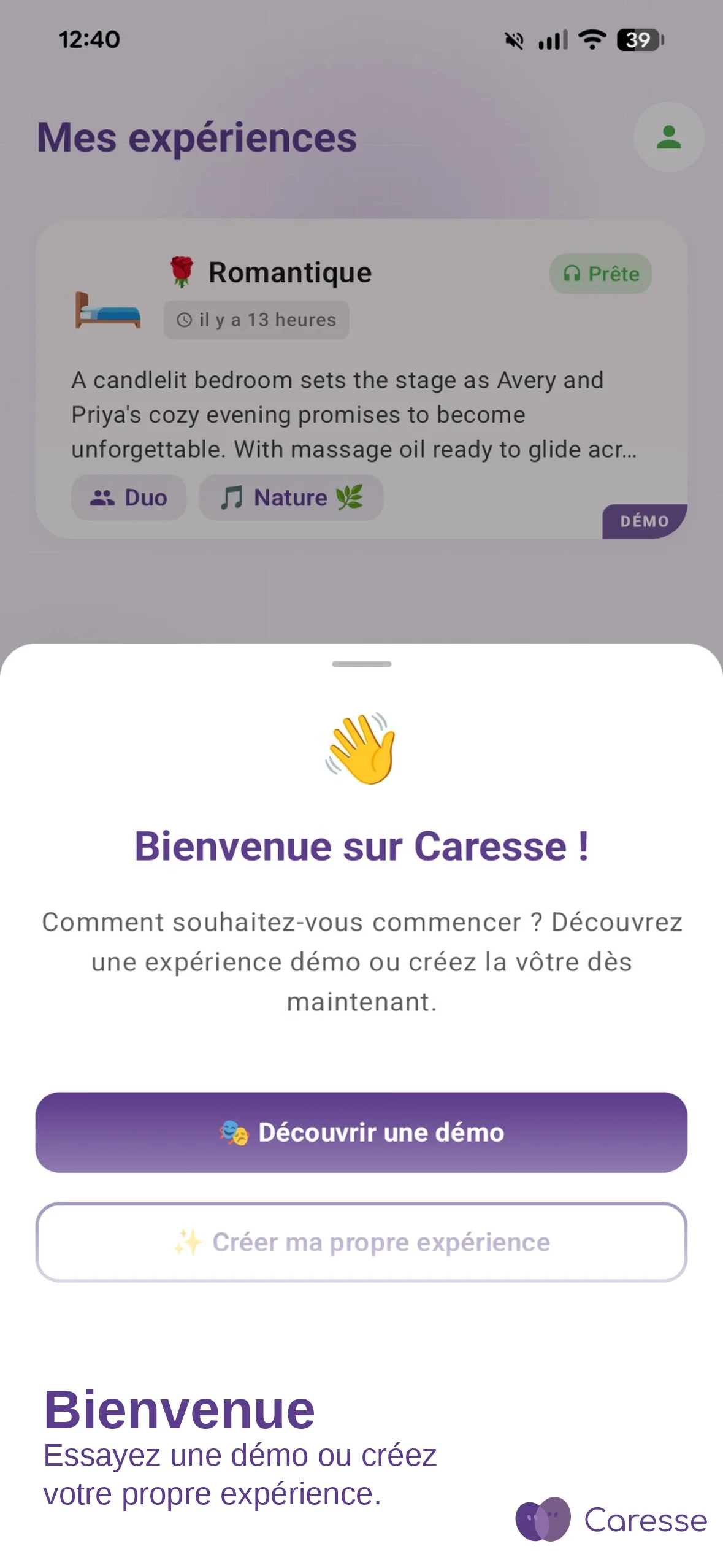 Caresse — choix du mode